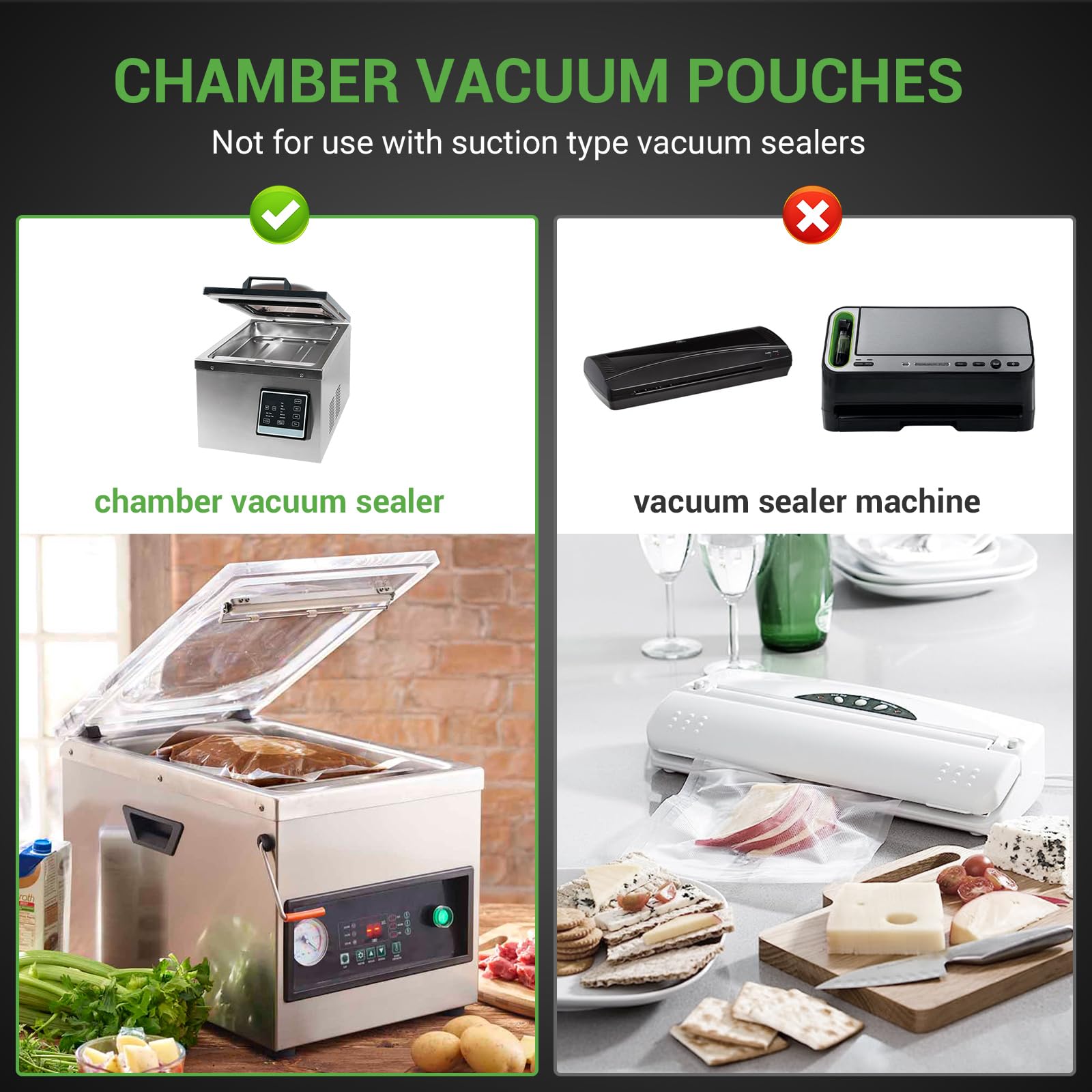 VTUUU Chamber Vacuum Sealer Bags 260 Quart size 8