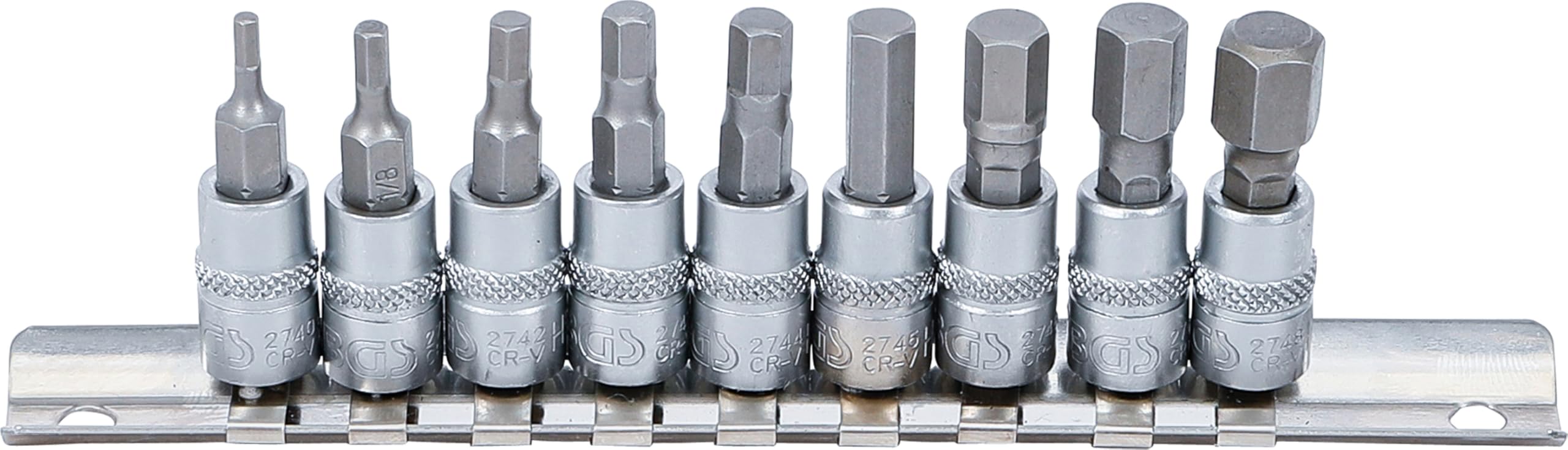 BGS 2749 | Bit Socket Set | 6.3 mm (1/4") Drive | internal Hexagon 3/32" - 3/8" | Inch Sizes | 9 pcs.