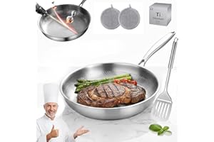 Titanium Pan, 2026 Upgrade Pure Titanium Classic Pan with Lid and Spatula, Scratch-Resistant, No Coating Nonstick Frying Pan 