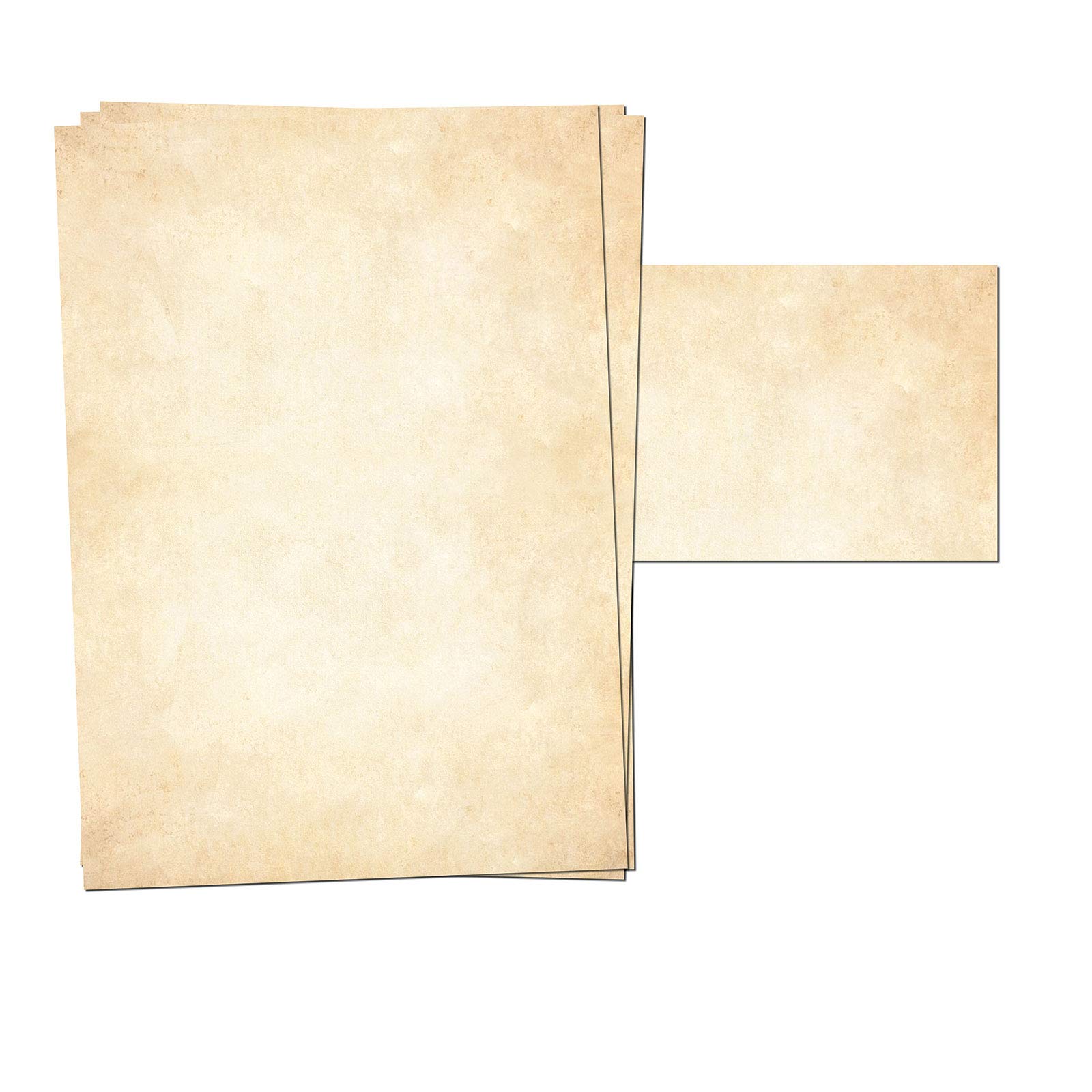 Presentou Letter Paper, Printed on Both Sides, 120 g Paper, Design Paper, Certificate Paper, Menu, Love Letter (Vintage Bright, 25 + 25 Sheets + Envelopes)