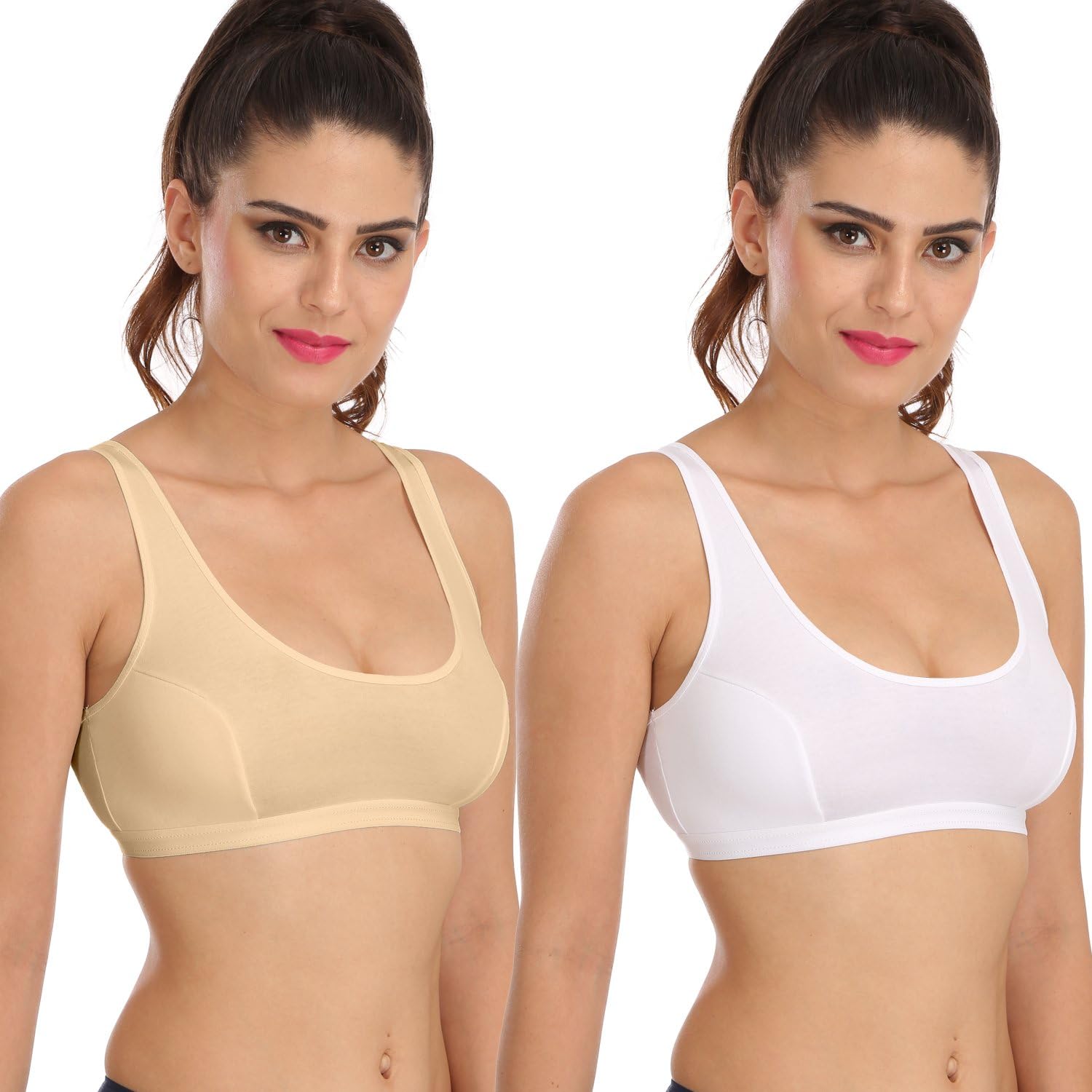 Sona Women's Sports Bra Non Padded for Gym & Yoga Sport Top Multi Color Size Large Pack of 2