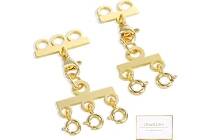 Necklace Layering Clasps 14K Gold Necklace Separator for Layering Connectors for Multiple Necklaces（2 PCS）