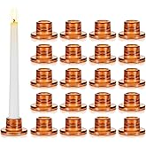 Glasseam Glass Tapered Candlestick Holders: 20Pcs Small Taper Candle Holders Bulk Amber Candle Stick Holder Decor Short for Table Centerpiece Thanksgiving Fall Dining Party Decor Christmas