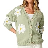 Womens Flower Knit Cardigans Long Sleeve Button-up Aesthetic 90s Knitted Fall Sweater Cardigans Tops