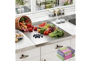 Stainless Steel Cutting Board,Stainless Steel Kitchen Cutting Board with Lip,Food-Grade 304 Steel Chopping Board,Dishwasher S