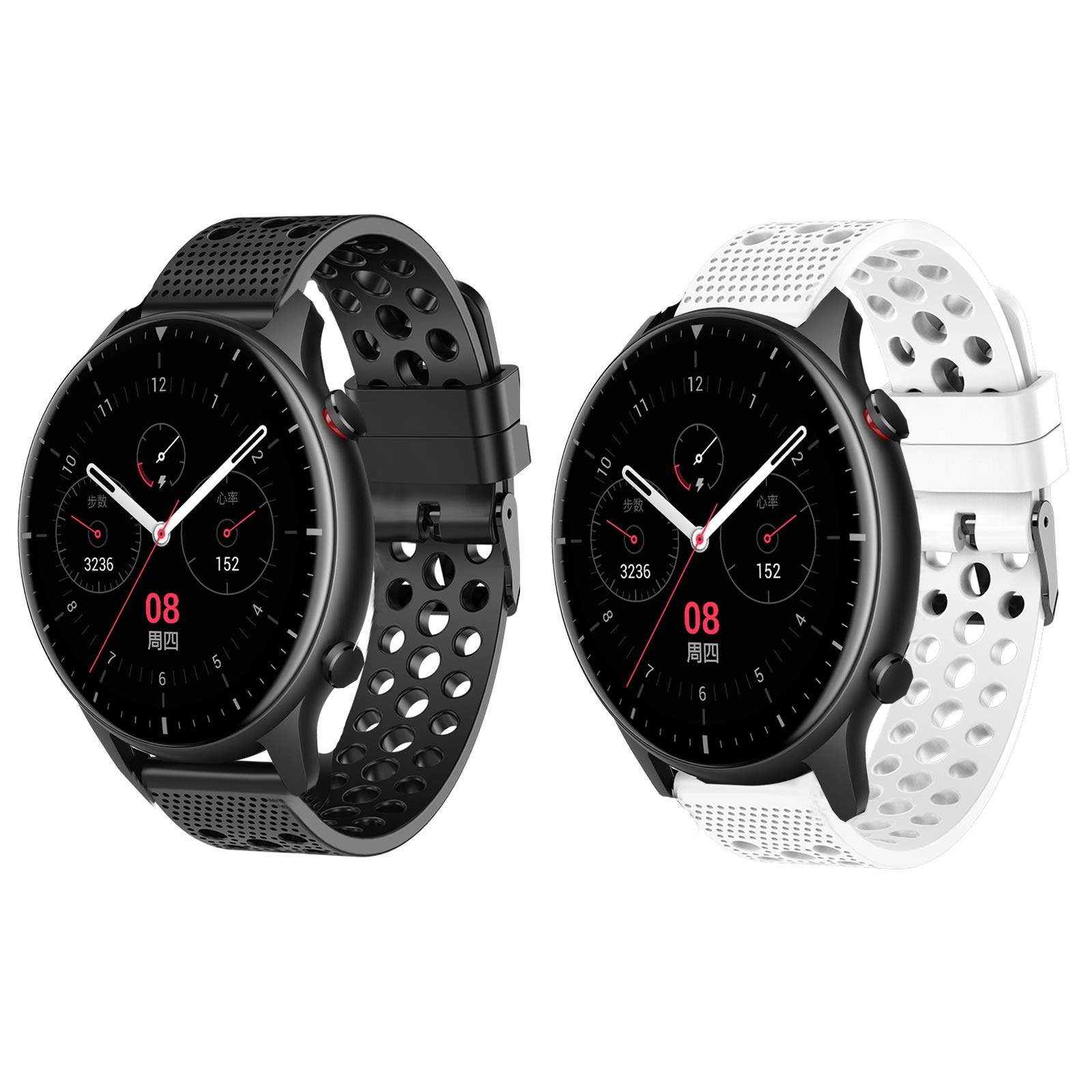 ایگرد | قیمت و خرید Compatible for Amazfit GTR 2 Band, YOUkei Quick Release  Silicone Replacement Wristbands Sport Strap with Metal Buckle Compatible  for Amazfit GTR 2 Fitness Smartwatch (2 Pack-Black+White)