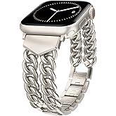TOYOUTHS Metal Watch Bands for Women Compatible with Apple Watch Bands 42/41/40/38/44/45/46/49mm, Chain Stainless Steel Link Bracelet Pretty Strap for iWatch Series 11 10 9 8 7 6 5 4 Ultra/SE 3 2 1