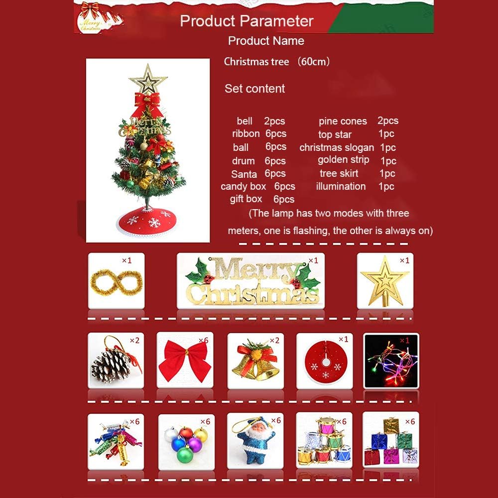 Amazon Sutekus 卓上 クリスマス ツリー 電飾つき セット かわいい ミニ サイズ 60ｃｍ オーナメント 玄関に 飾り ウェルカム ツリーにも インテリア 用品 プレゼントに最適 クリスマスツリー おもちゃ