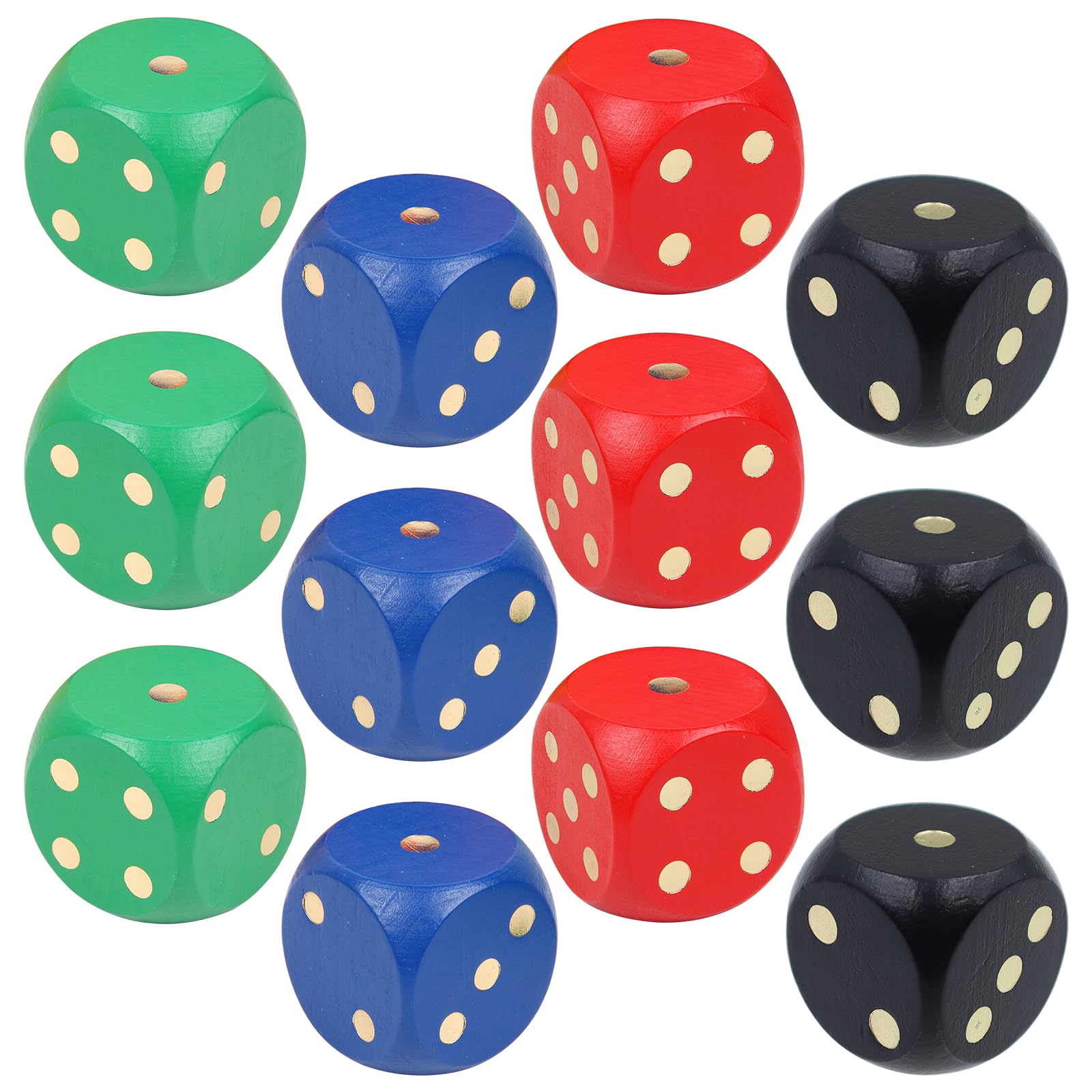 Natural Wooden Dice Set - 12 Pcs, 30mm Six-Sided Cube Dice, Numbered 1-6, for Table Games & Children (Natural)