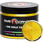 Eye Candy Pigments Premium Gold Mica Powder - 10k Gold (50gr) - for Epoxy, Resin, Soap, Paint, Woodworking, Acrylic Pouring, Bath Bombs, Fishing Lures - DIY Arts and Crafts Additive