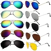 NLEYANB 10-Pack Retro Aviator Sunglasses for Women & Men, Mirrored Flat Lens UV400 Unisex Shades - Classic Party Beach Driving Multi-Pair Set