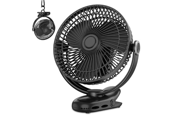 Nuerst 10000mAh 30hrs Rechargeable Fan Portable,8 Inch Battery Operated Clip on Fan, Quiet 4 Speeds, Sturdy Clamp for Golf Ca
