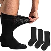 Viasox EasyStretch 3 Pack Diabetic Crew Socks for Men & Women, Non Binding Neuropathy Socks