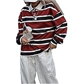 SOLY HUX Women's Striped T Shirt Collared Long Sleeve Color Block Preppy Tops Casual Fall Clothes Streetwear