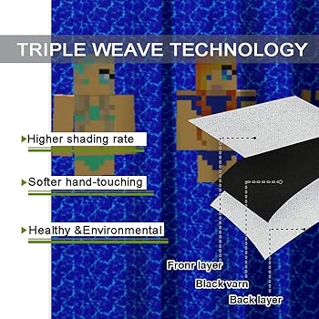 Amazon Co Jp Wbfuli Minecraft カーテン2枚1レベルシェーディングドレープカーテン遮光カーテン断熱日焼け止め昼と夜カバー省エネuv保護フックタイプ 服 ファッション小物