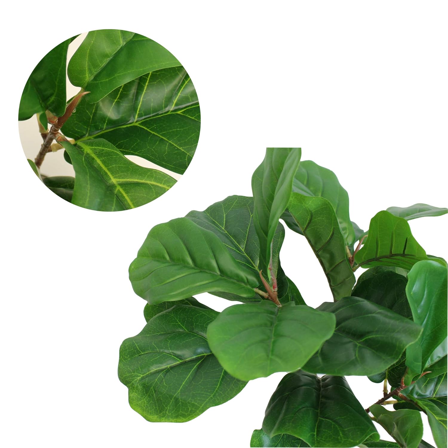 2 Set 25" Artificial Fiddle Leaf Fig Tree Natural Textured Potted Plant