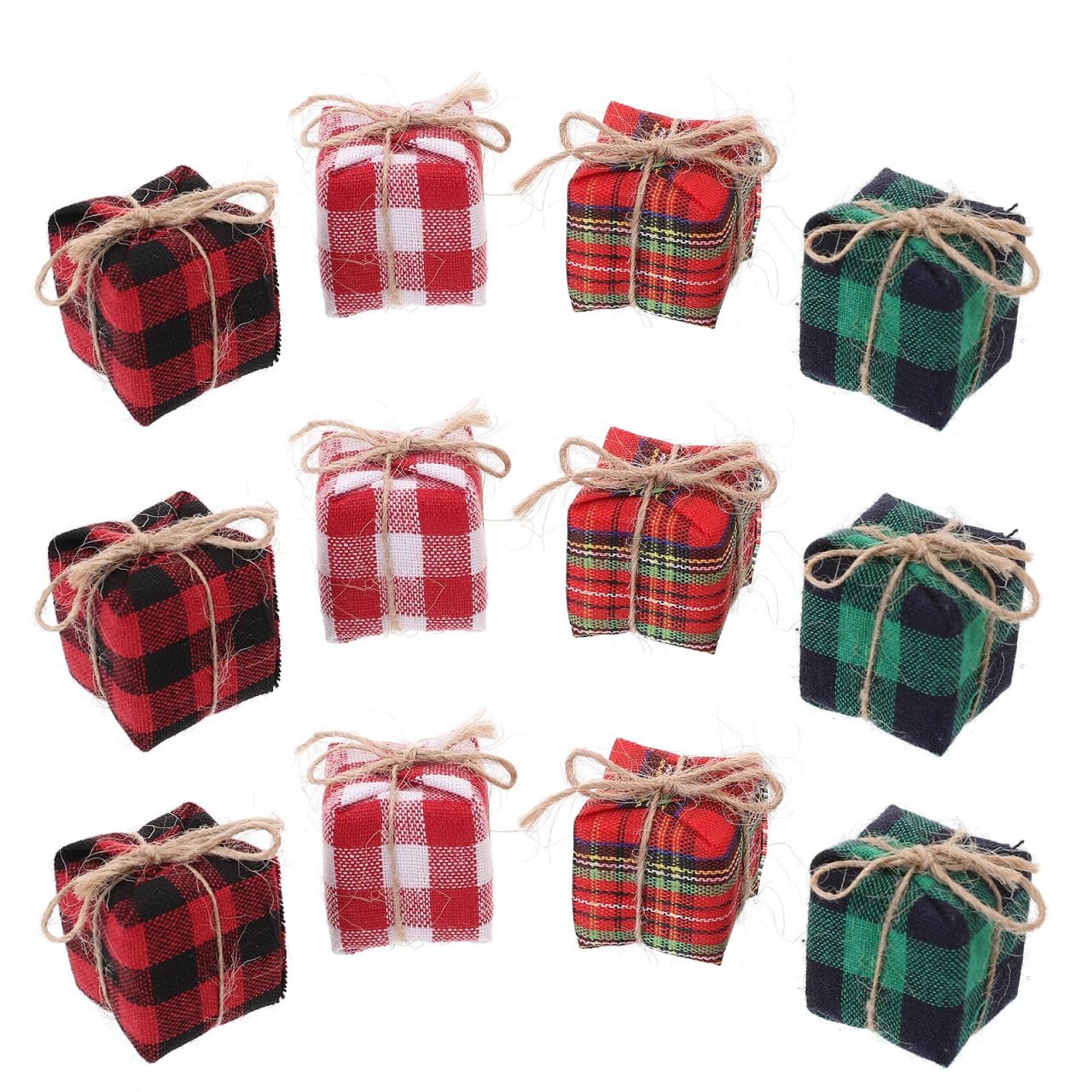 JOINPAYA 12Pcs Dolls House Mini Present Boxes: Cloth Mini Present Box Christmas Tree Hanging Decoration Pendant for Christmas Dollhouse Decor
