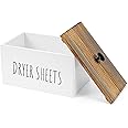 welltop Dryer Sheet Holder, Dryer Sheet Dispenser with Lid for Laundry Room Organization Farmhouse Laundry Dryer Sheets Holde