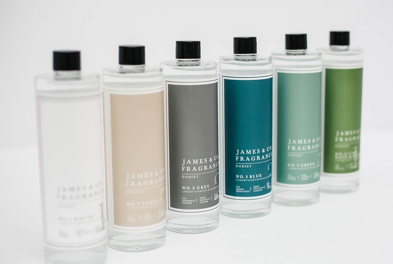 James & Co No.5 Green (Cotton Flower, Orange Blossom & Thistle) 200ml Reed Diffuser Refill Bottle with 6 Fibre Reeds - Image 4