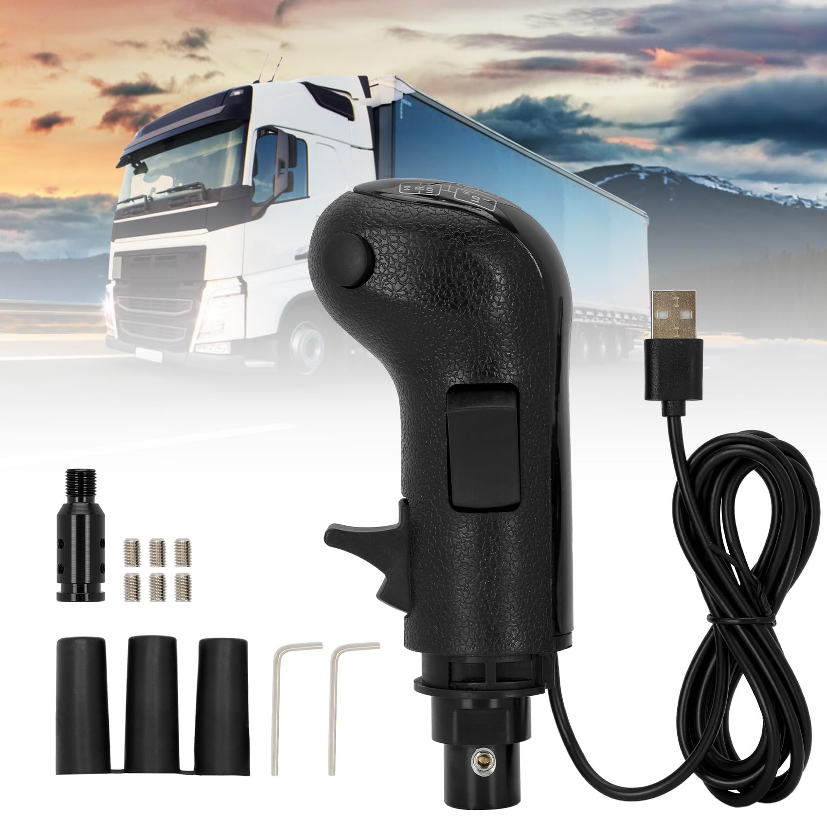 Besilo USB Truck Simulator Shifter for PC, Compatible with Logitech G25/G27/G29/G923, Thrustmaster TH8A – 18-Speed Gear Shift Lever for ATS & ETS2 – Semi Truck Shifter for Sim Racing Games