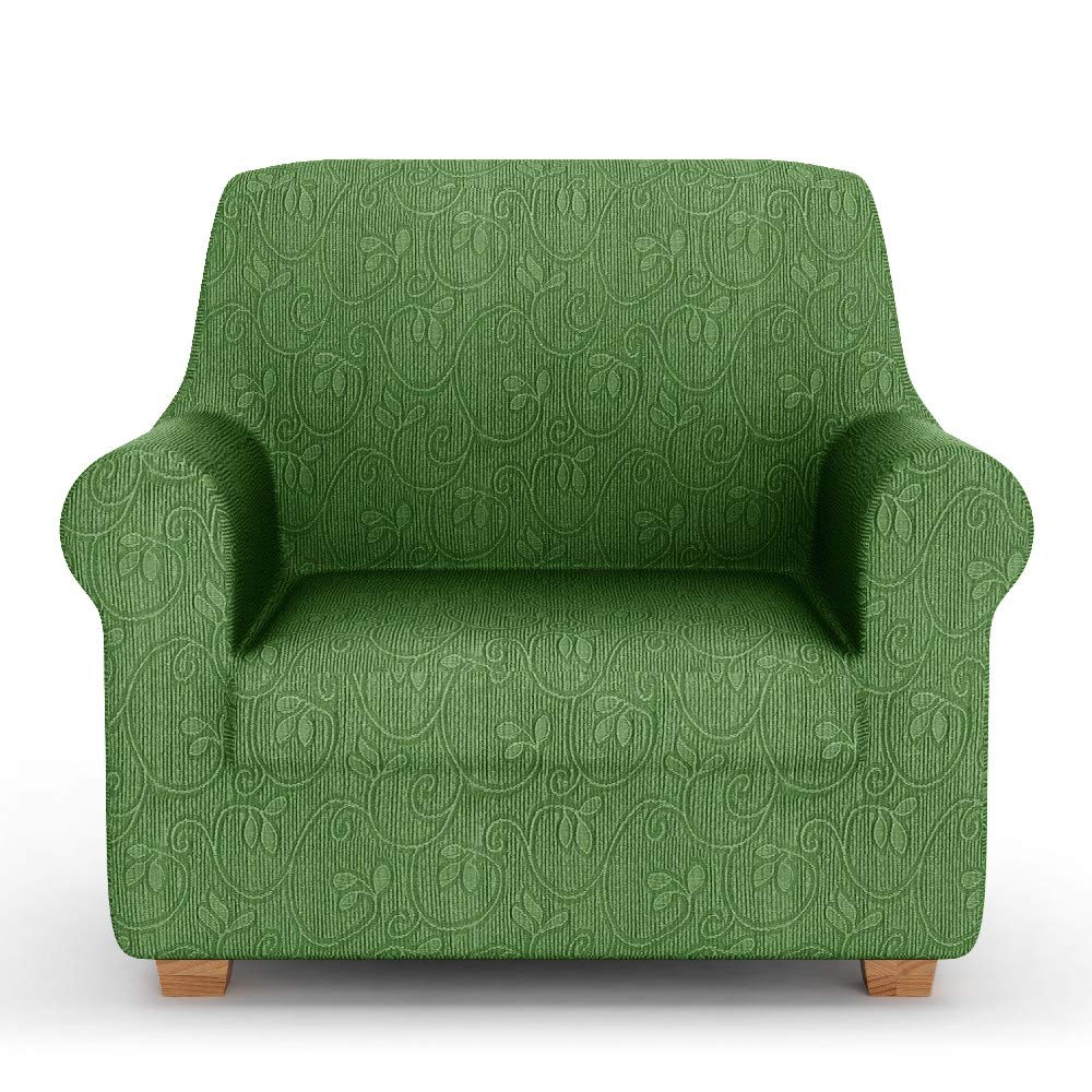PETTI Artigiani Italiani Elastic Cover, Elegant Sofa Slipcover, 100% Made in Italy, Fabric, Green, 1 Seater/Armchair