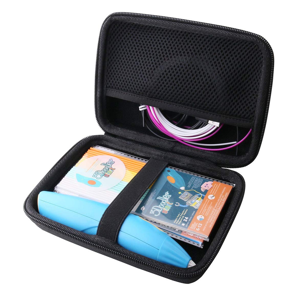 WERJIA Hard Carrying Case Compatible with 3Doodler Start/Start+ Essentials 3D Printing Pen (Black)