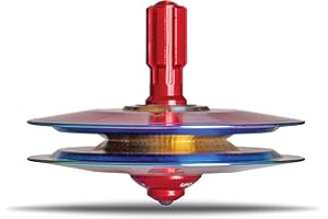 Plexity Labs UFO Tops - Height 611 - Metal Spinning Top - Inspired by The 1986 Soviet Union UFO Incident - Psychedelic Steel UFO Body and Fireball Red Power Core™