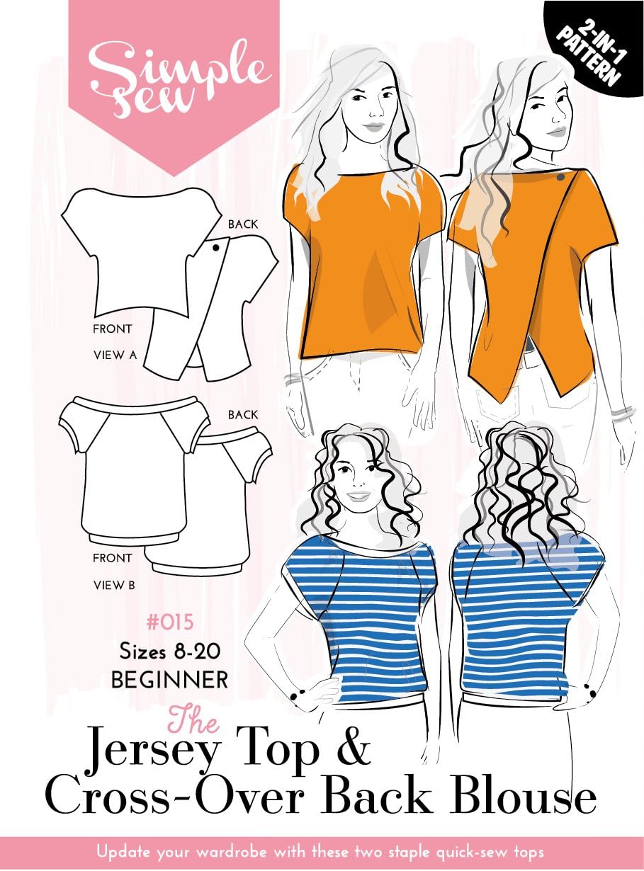 Womens SIMPLE SEW Sewing Pattern The Jersey TOP & Crossover Back Blouse Beginner Sizes 8-18
