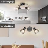 Dehobo Adjustable Spot Light Fittings E14 Matt Black Wire Cage Ceiling Wall view 5