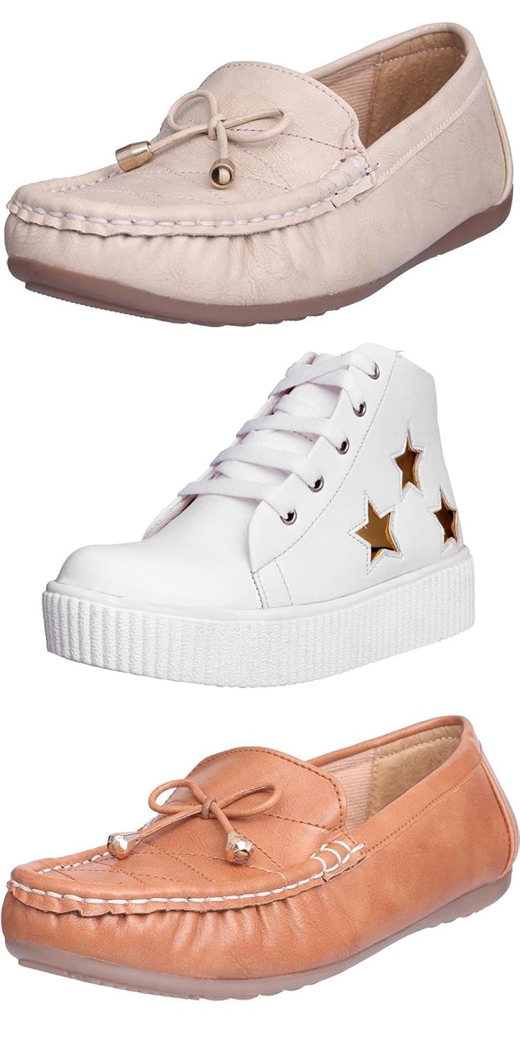 ethics best combo pack crazy collection 2 loafers & stylish sneaker shoes for women