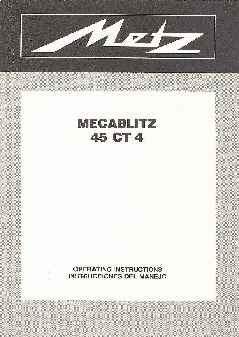 Metz 45 Ct-4 User Manual Metz 45 Ct-4 User Manual