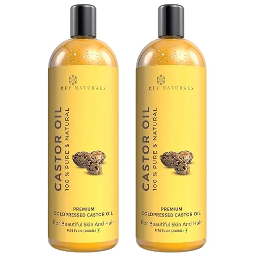 Rey Naturals Cold-Pressed, 100% Pure Castor Oil - (200ml x 2)