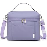 NOL Natural Organic Lifestyle Insulated Lunch Bags for Women Cooler Bag Lightweight Nylon Waterproof Lunch Box For Work (Light purple, Medium(normal))