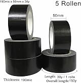 5 Pack Black Duct Tape 50mm x 27.4m Heavy Duty Waterproof view 2