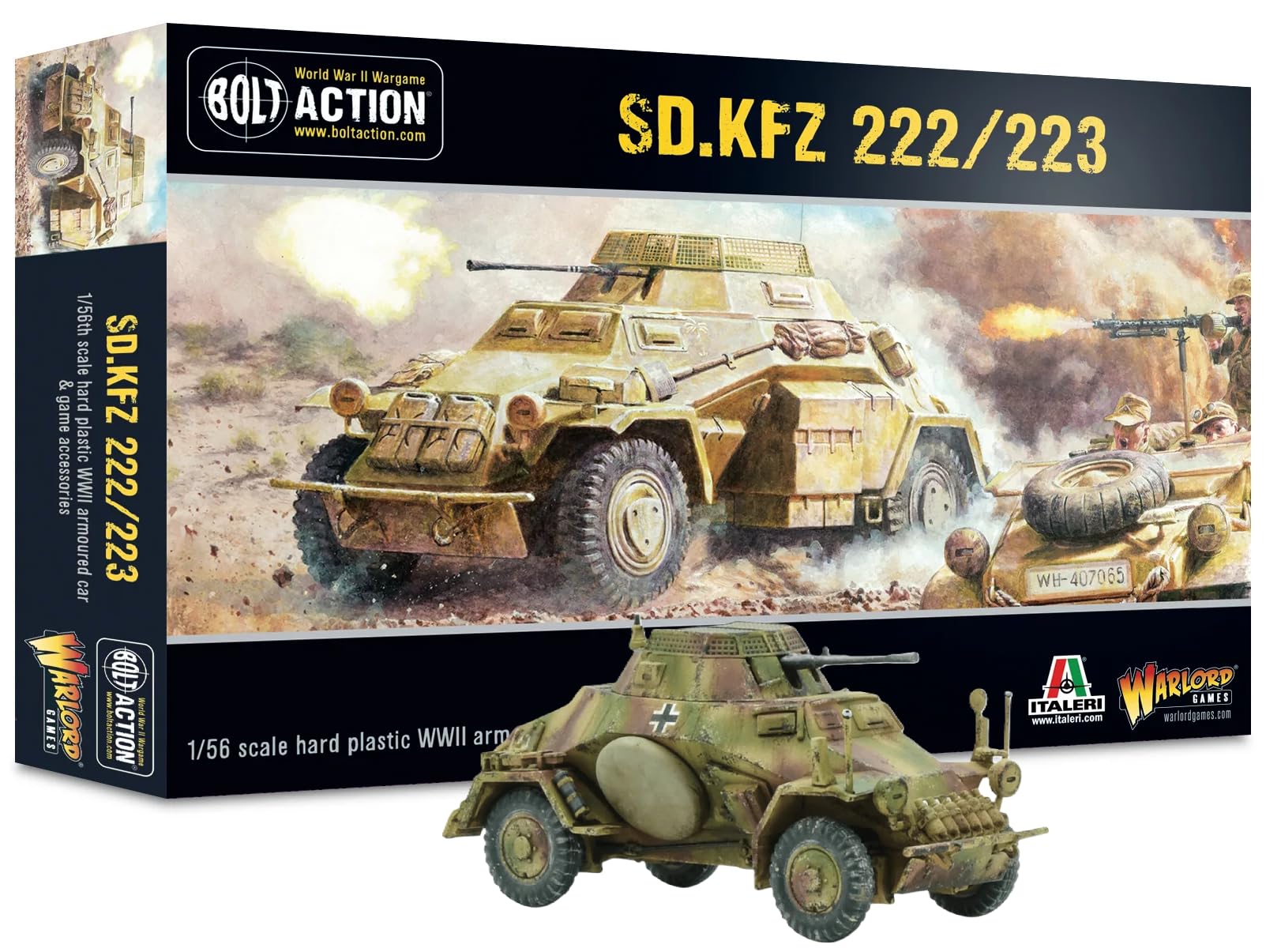 Warlord Games Sd.Kfz 222/223 Armoured Car - 1:56 / 28mm German Army Plastic Scale Model for Bolt Action Highly Detailed World War 2 Miniatures