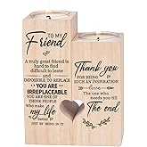 Double-Sided Printing Wooden Candle Holders-to My Friend,You are IRREPLACEABLE, Thank You for Being My Unbiological Sister.Women Female Girl Friends Personalized Custom Friendship Birthday Gift