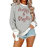 MAXIMGR Christmas Sweatshirts For Women Christmas Cat Sweater Xmas Long Sleeve Shirts Holiday Crewneck Pullover Tops
