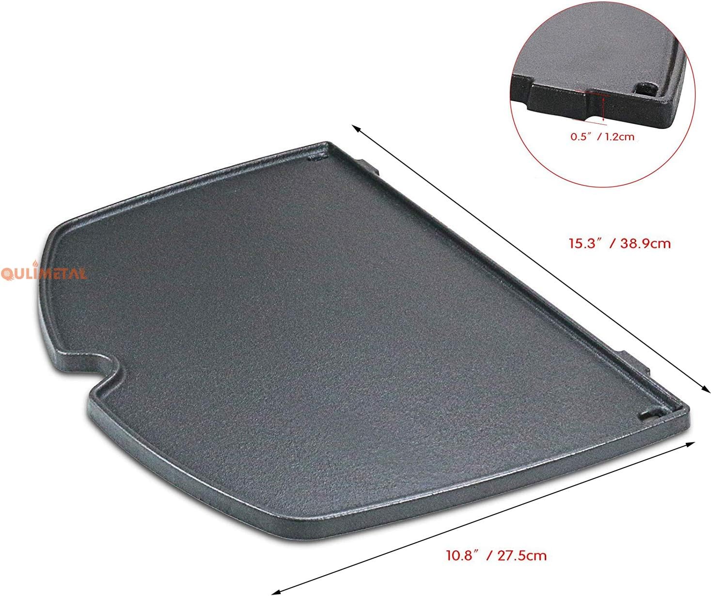 QuliMetal 6559 Grill Parts Cast Iron Cooking Griddle for Weber Q200, Q220, Q240, Q260, Q2000, Q2200, Q2400 Series Gas Grills Accessories, 15.3 x 10.8 Inches : Garden & Outdoor