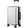 LUGGEX Luggage with Spinner Wheels, Polycarbonate Expandable Hard Shell Suitcase, Carry On 20 Inch, Silver