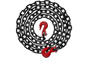 Falcon Cargo 3/8" X 12' Grade 80 Transport Binder Chain - 7,100 LBS WLL - Clevis Grab Hook, Tie-Down, Towing