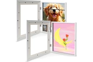 DEHVIHS Kids Artwork Frames Changeable, 8.5x11 Front Opening Kids Art Frame, Childrens Art Frames with Storage Holds 50 Crafts Great for Children Drawings, 3D Picture, Portfolio (White-2 Pack)