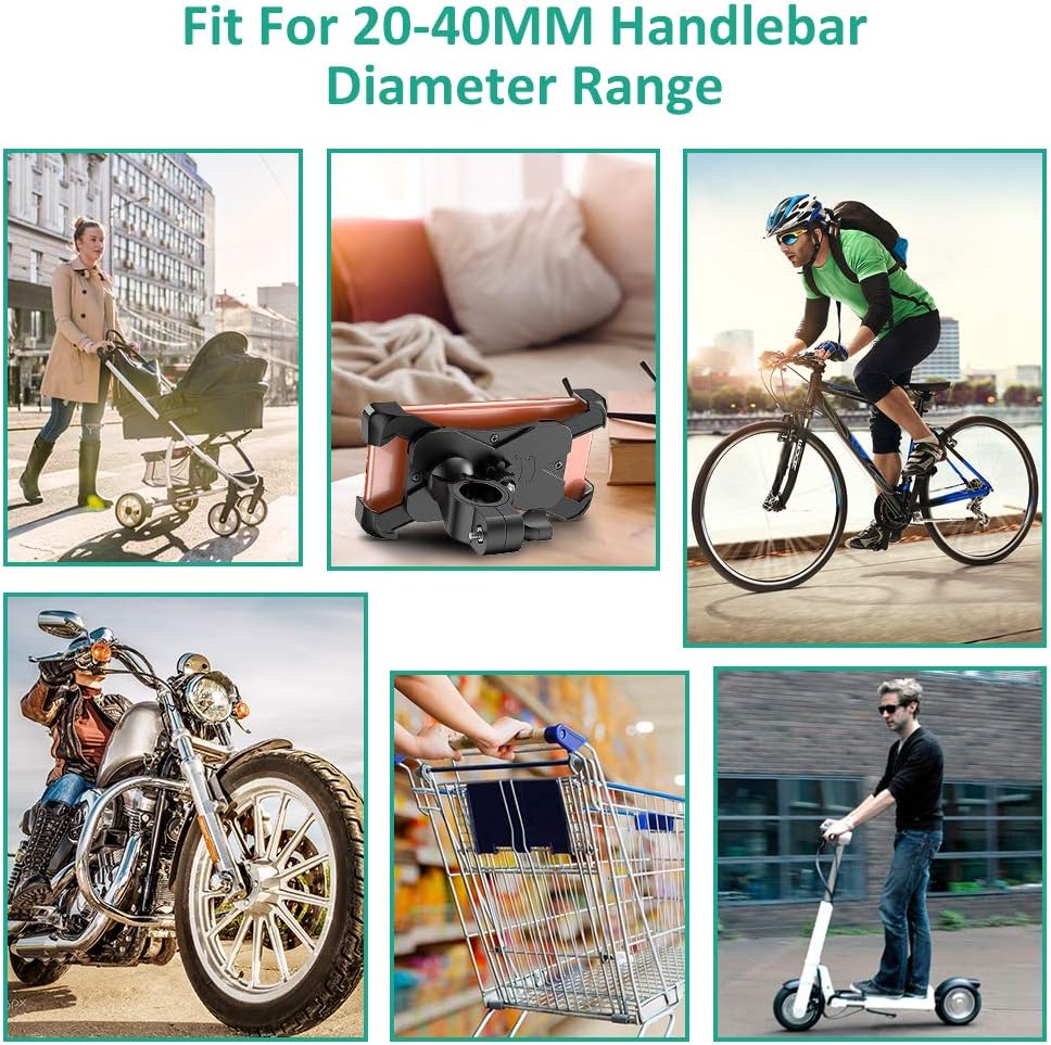 Bovon Anti-Shake Bike Phone Mount, 360 Rotation Universal Bicycle Motorcycle Phone Mount Holder Stand Cradle Clamp Compatible with iPhone 12 Pro Max/12 mini/12/11 Pro/XR/XS MAX, Samsung Galaxy S20: Electronics