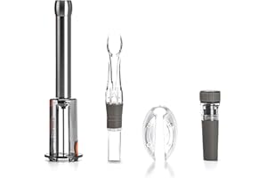 Cork Genius 4-Piece Wine Opener Set, Air Pump Wine Bottle Opener, Wine Aerator Pourer Spout, Wine Foil Cutter, and Leakproof Vacuum Wine Stopper, Wine Gift Set for Wine Lovers, Gray