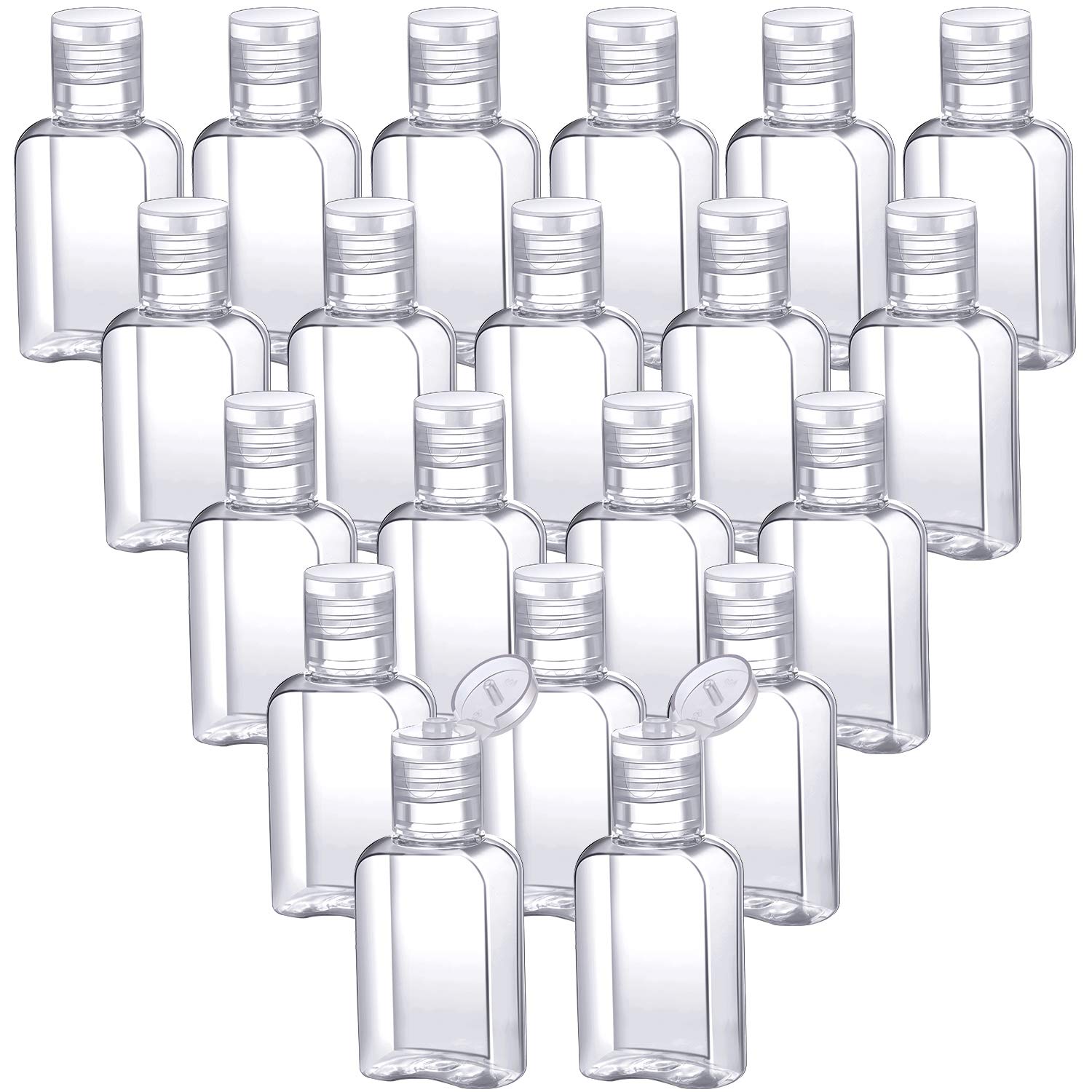 30 Pieces Portable Travel Bottle Clear Plastic Empty Bottles Refillable Reusable Bottles Containers for Travel Outdoor Camping Business Trip (Transparent Cap, 1 oz)