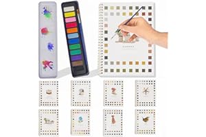 WONTOPER Watercolor Workbooks, Beginner-Friendly, 12 Colors Watercolor Paint Set with Paint Brush, 16 Spiral-Bound Pages Water Coloring Books,Color Workbook Arts and Crafts Gift (Garden)