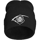 AIMASTZ Cute Frog Skeleton Embroidered Beanie Knit Hat for Men Women, Halloween Goth Graphic Winter Black Skull Cap