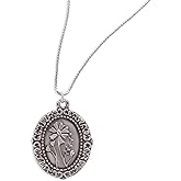 LISA LEONARD DESIGNS Pewter Vintage Cameo Necklace Embossed Floral Design Necklace Classic Cameo Pewter Jewelry Artisan-crafted Pendant