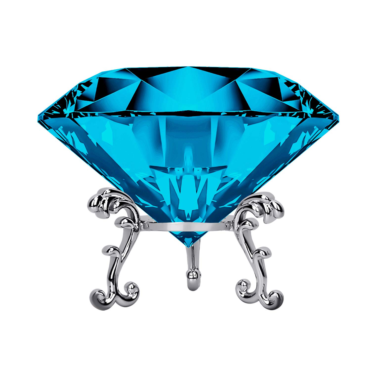 Large Crystal Diamond Paperweight with Stand Jewels Wedding Decorations Centerpieces Home Decor 3.15 inch (Light Blue) — image 1