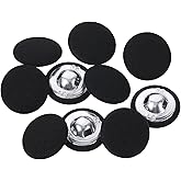 Jeffdad 20mm Fabric Covered Black Buttons, Round Covered Metal Shank Sewing Buttons Vintage Covered Cloth Button for Suits Jacket Dress Blouses(10)