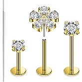 Xnsjeyy 20G 18G 16G Astm F136 Titanium Threadless Flat Back Earrings Nose Studs Tragus Forward Helix Conch Cartilage Lobe Earrings Stud Medusa Labret Monroe Lip Ring Piercing Jewelry For Women Men